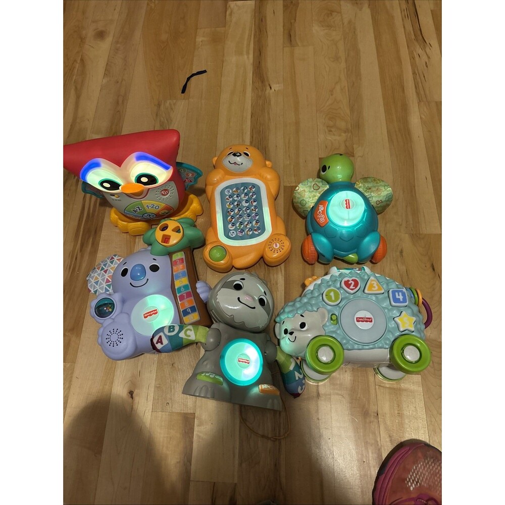 Fisher Price Lot Of (6) Linkimals Sloth Otter Koala Owl Hedgehog Turtle Tested
